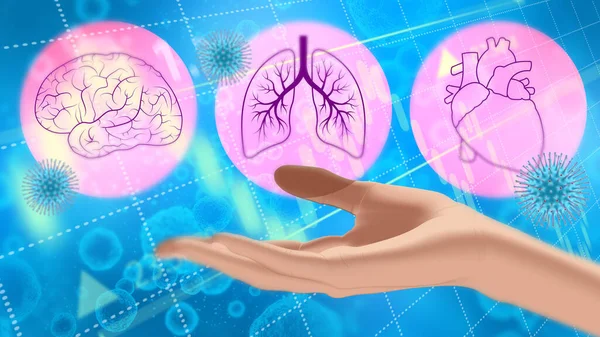 Effets Coronavirus Sur Les Poumons Cœur Cerveau Une Formation Médicale — Photo