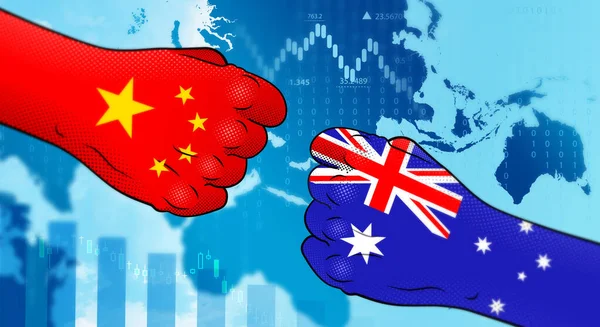 Conflitto Tra Cina Australia Cinarelazioni Australia Cina Contro Australia Relazioni — Foto Stock