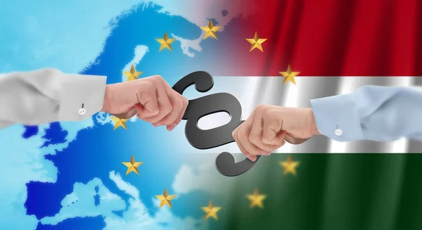 Венгерский Спор Верховенстве Права Европейском Союзе Соглашается Связать Верховенство Закона — стоковое фото