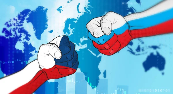 Konflikt Zwischen Der Tschechischen Republik Und Russland Tschechisch Russische Beziehungen — Stockfoto