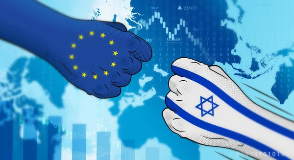 Σύγκρουση Μεταξύ Ισραήλ Και Ευρωπαϊκής Ένωσης Σχέσεις Ισραήλ Ισραήλ Εναντίον — Φωτογραφία Αρχείου