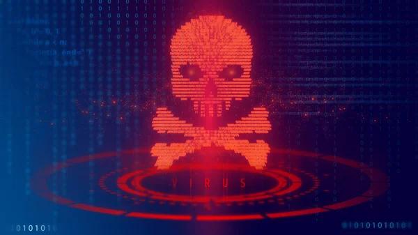 Skull Hacker Concepto Virus Informático Ilustración Del Signo Del Cráneo —  Fotos de Stock