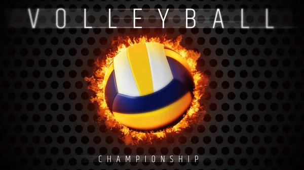 Fliegender Und Brennender Volleyball Auf Dunklem Elegantem Hintergrund — Stockfoto