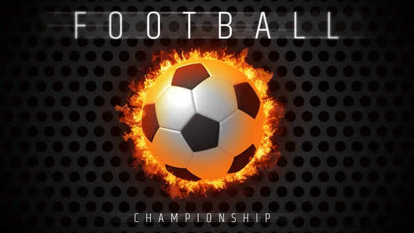 Flying Burning Football Socer Ball Dark Elegant Background — Foto de Stock