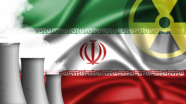 Fundo Bandeira Iraniana Com Sinal Nuclear Irão — Fotografia de Stock