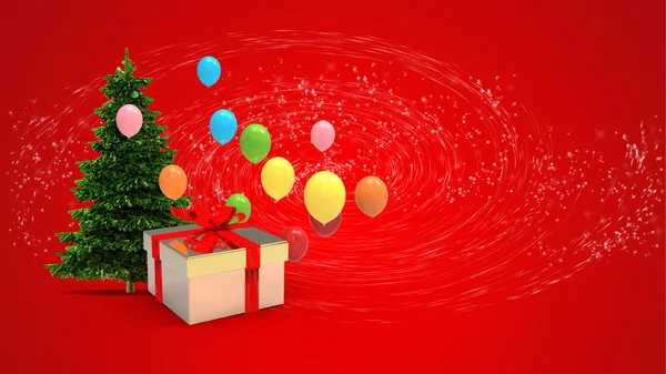Geschenkbox und Luftballons — Stockfoto