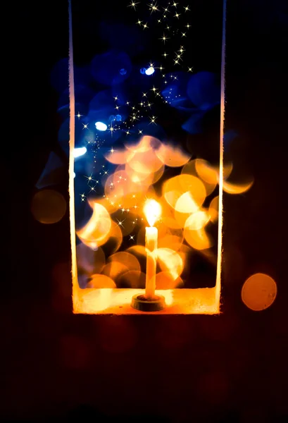Kaars licht in Kerstmis — Stockfoto