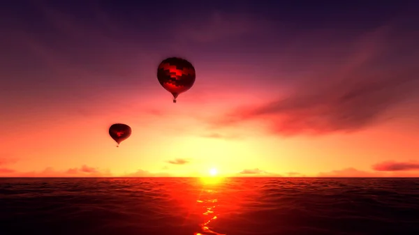 Balloon floating over the ocean — Stock Photo, Image