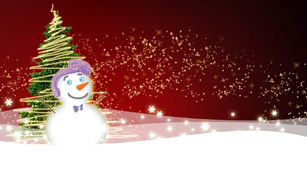 Muñeco de nieve con estrella de luz — Foto de Stock