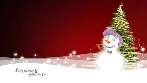 Snowman with light star — Stock Photo, Image