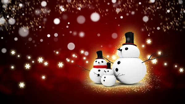 Snowman family with light star — Stock Photo, Image