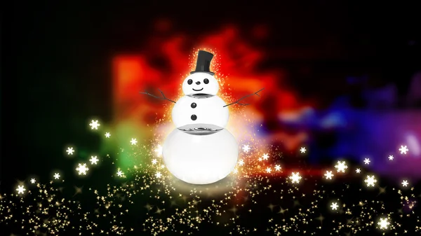 Snowman with light star — Stock Photo, Image