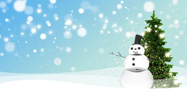 Snowman with light star — Stock Photo, Image