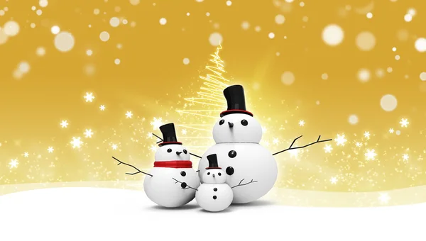 Sneeuwpop familie met lichte ster — Stockfoto