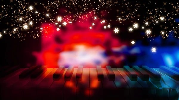 Piano keys on bokeh colorful light — Stock Photo, Image