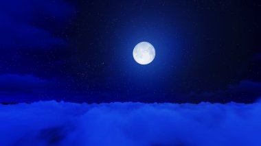 Gece gökyüzü ve ay bulutla yıldız
