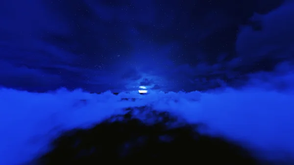 Stelle notturne in cielo e nuvole con luna — Foto Stock