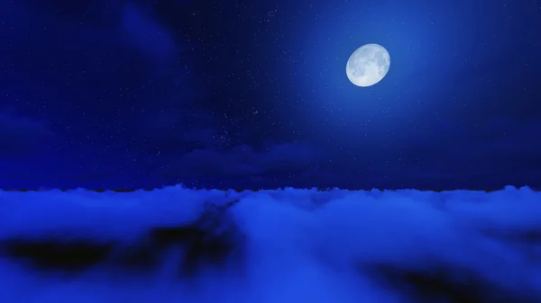 Natten stjärnor i himlen och molnet med månen — Stockfoto