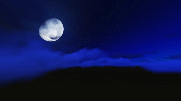 Natten stjärnor i himlen och molnet med månen Stockbild