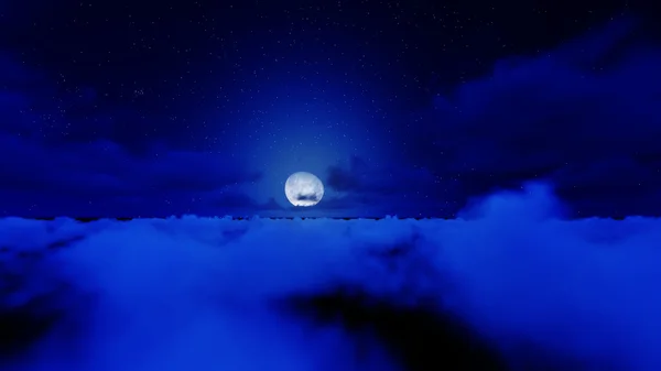 Natten stjärnor i himlen och molnet med månen Stockfoto