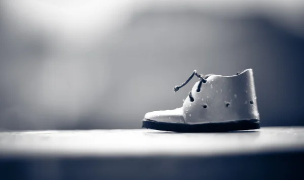 Kleine schoenen en vervagen aard achtergrond met vintage Toon — Stockfoto