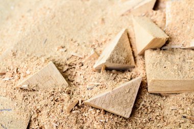 wooden splinter cut and sawdust 