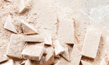 wooden splinter cut and sawdust 