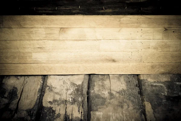 Wood floor and dirty wall surface of wooden — Stock Photo, Image