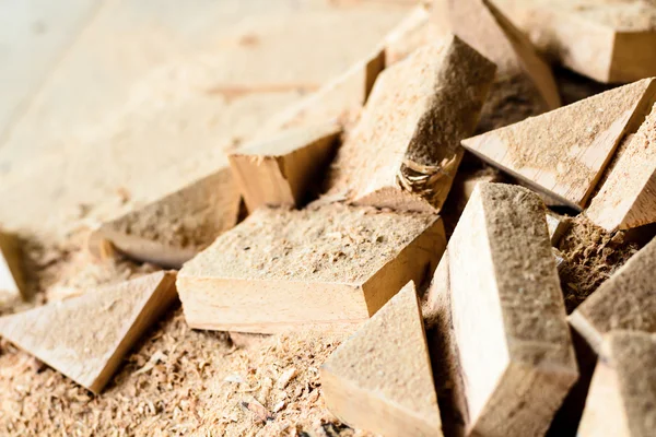 Wooden splinter cut and sawdust — Stock fotografie