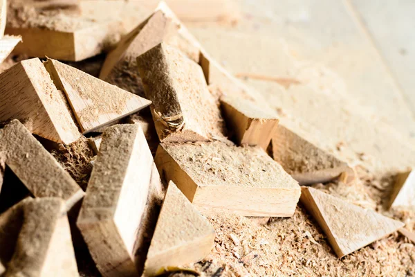 Wooden splinter cut and sawdust — Stockfoto