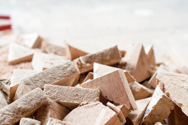 Wooden splinter cut and sawdust — Stockfoto