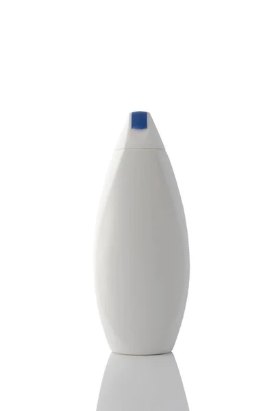 Shampoo Garrafa Plástico Branco Gel Banho Isolado Fundo Branco Limpo — Fotografia de Stock