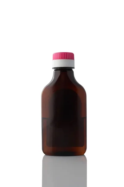 Brown Color Translucent Bottle Isolated White Background — Stok Foto