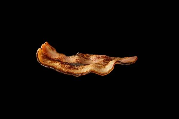 Fatia Bacon Frito Isolado Fundo Branco Ingrediente — Fotografia de Stock