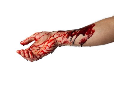 Bloody hand isolated on white background. clipart