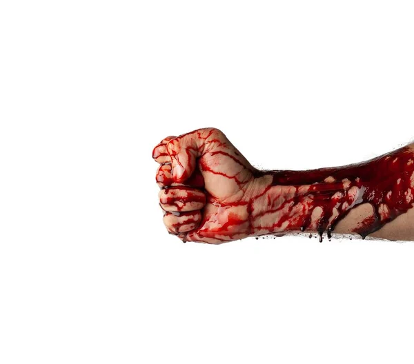 Blutige Hand Isoliert Auf Weißem Hintergrund — Stockfoto