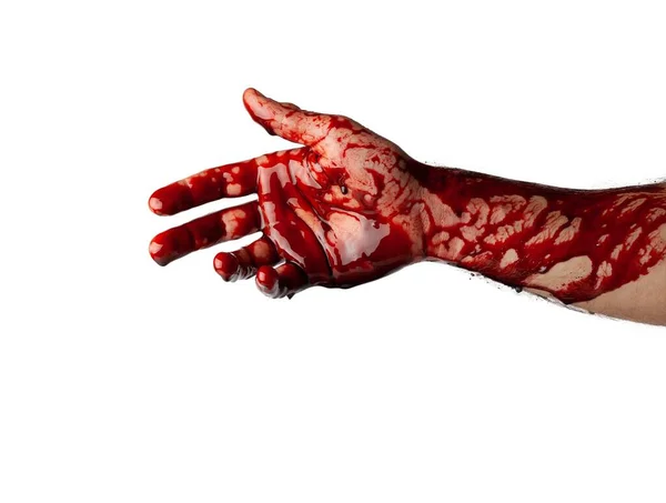 Krvavá Ruka Izolované Bílém Pozadí — Stock fotografie