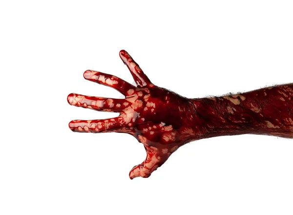 Кровавая Рука Белом Фоне — стоковое фото