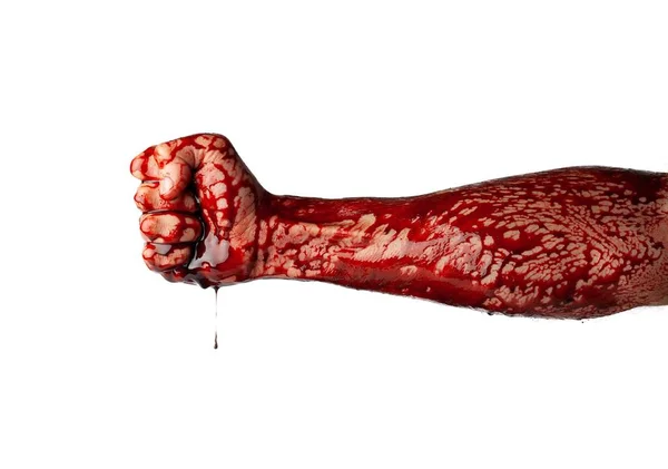 Krvavá Ruka Izolované Bílém Pozadí — Stock fotografie