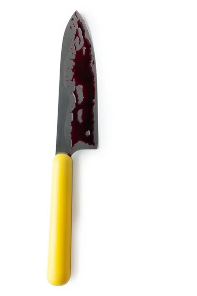 Bloody Kitchen Knife Isolated White Background — Stock Photo, Image