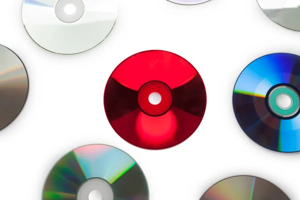 Set Dari Yang Berbeda Atau Dvd Disk Terisolasi Pada Latar — Stok Foto