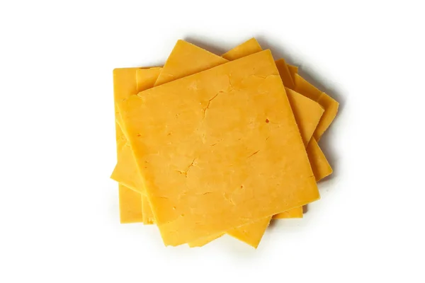 Slice Cheese Cheddar Isolated White Background — Stock Photo, Image