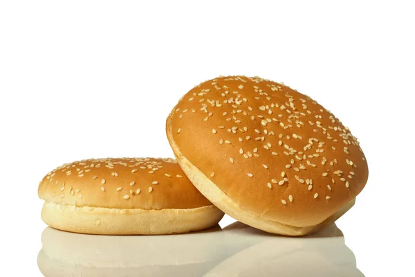 Burger Bun Sesame Seeds Isolated White Background — Stock Photo, Image