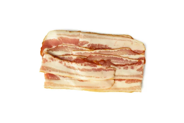 Slices Smoked Bacon Isolated White Background — Stock Photo, Image