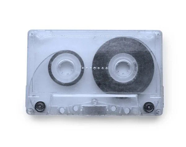 Cassette Cinta Vista Superior Plano Yacía Aislado Sobre Fondo Blanco —  Fotos de Stock