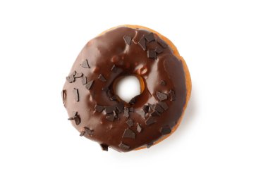 Beyaz izole arkaplan görünümlü çikolatalı çörek..