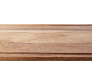 Boş tahta kesme tahtası beyaz arka plan görünümünde izole edildi.