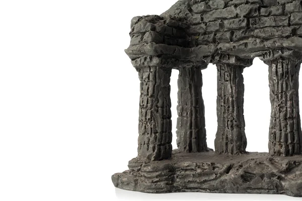 Decoración Decorativa Forma Columnas Antiguas Antiguas Acuario Aislado Sobre Fondo — Foto de Stock