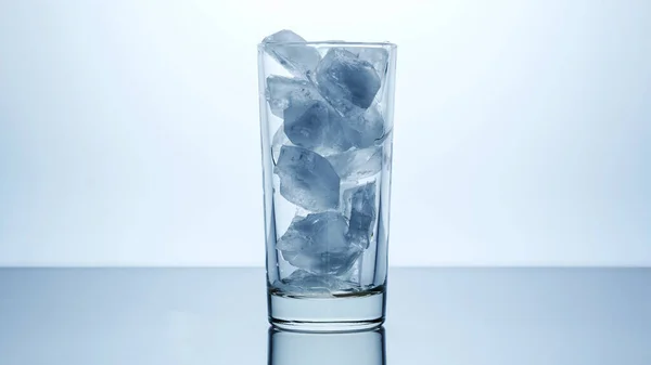 Full Glass Ice Cubes Transparent Empty Place Text — Stock Photo, Image