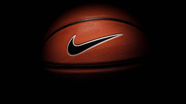 Nike Μάρκα Μπάλα Μπάσκετ Nike Baller Πορτοκαλί Λαστιχένια Εξωτερική Μπάλα — Φωτογραφία Αρχείου